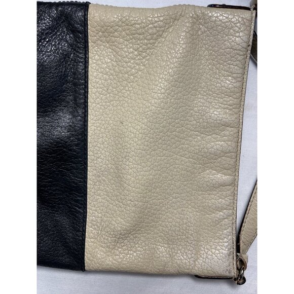 Kate Spade Two-Tone Pebbled Leather Crossbody Bag Adjustable Strap Cream & Black - Picture 10 of 12